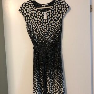 SAN FRANCISCO Black and White Sundress with Crew Neck and Flutter Sleeves